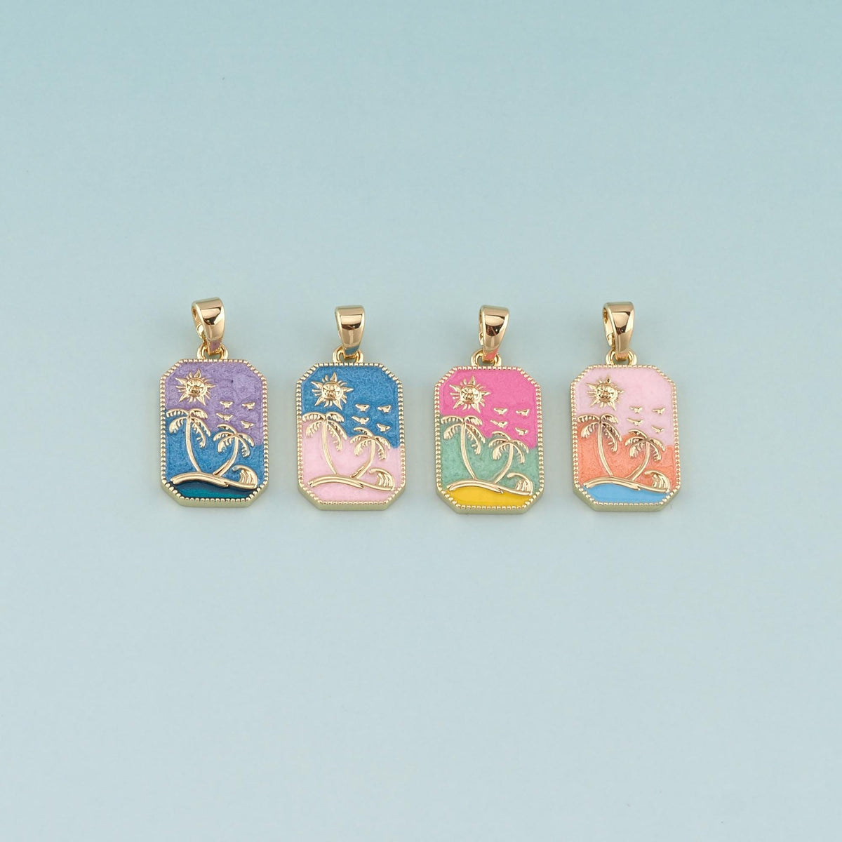 18K Gold Filled Enamel Tree Charm Pendant for Jewelry Making