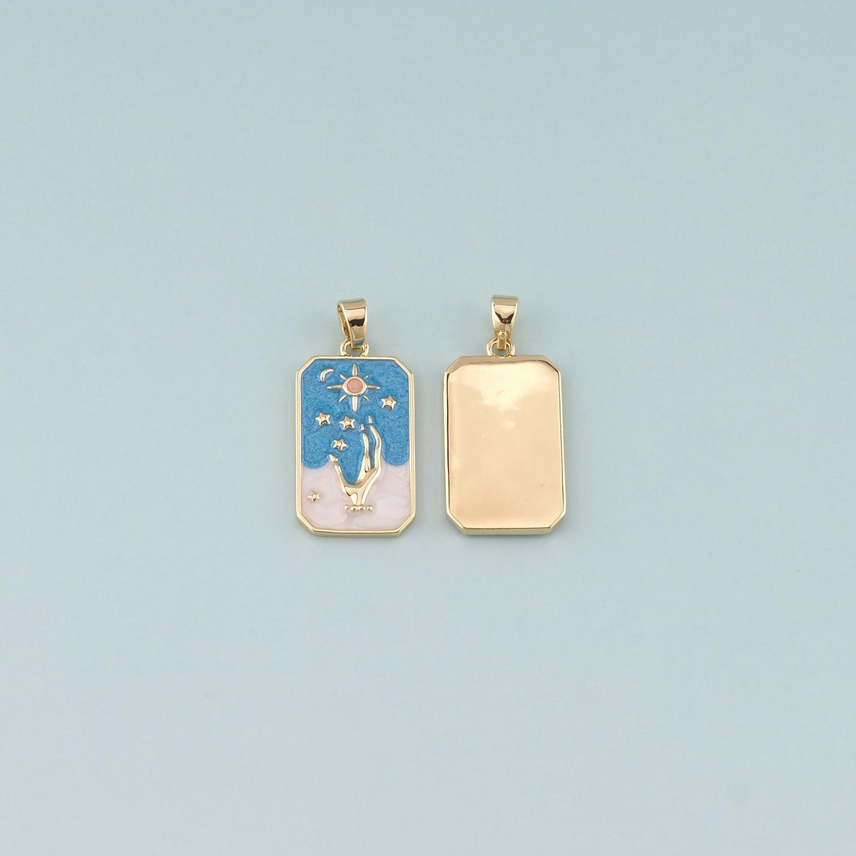 Gold Hand Charms,18K Gold Filled Gesture Pendant,Enamel Hand Charm Bracelet Necklace for DIY Jewelry Making Supply