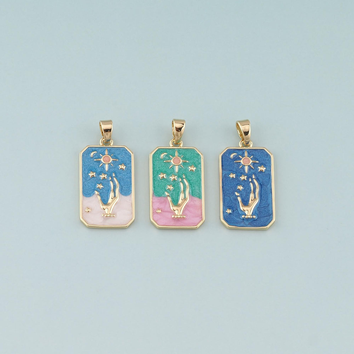 Gold Hand Charms,18K Gold Filled Gesture Pendant,Enamel Hand Charm Bracelet Necklace for DIY Jewelry Making Supply