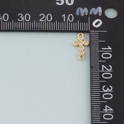 Gold Cross Connector,18K Gold Filled Cross Pendant,CZ Micro Pave Religion Charm Bracelet Necklace for DIY Jewelry Making Supp
