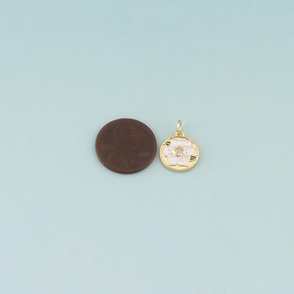 Gold Flower Charms,18K Gold Filled Flower Pendant,Enamel Flower Charm Bracelet Necklace for DIY Jewelry Making Supply