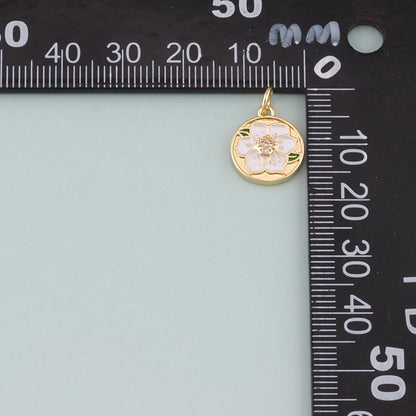 Gold Flower Charms,18K Gold Filled Flower Pendant,Enamel Flower Charm Bracelet Necklace for DIY Jewelry Making Supply