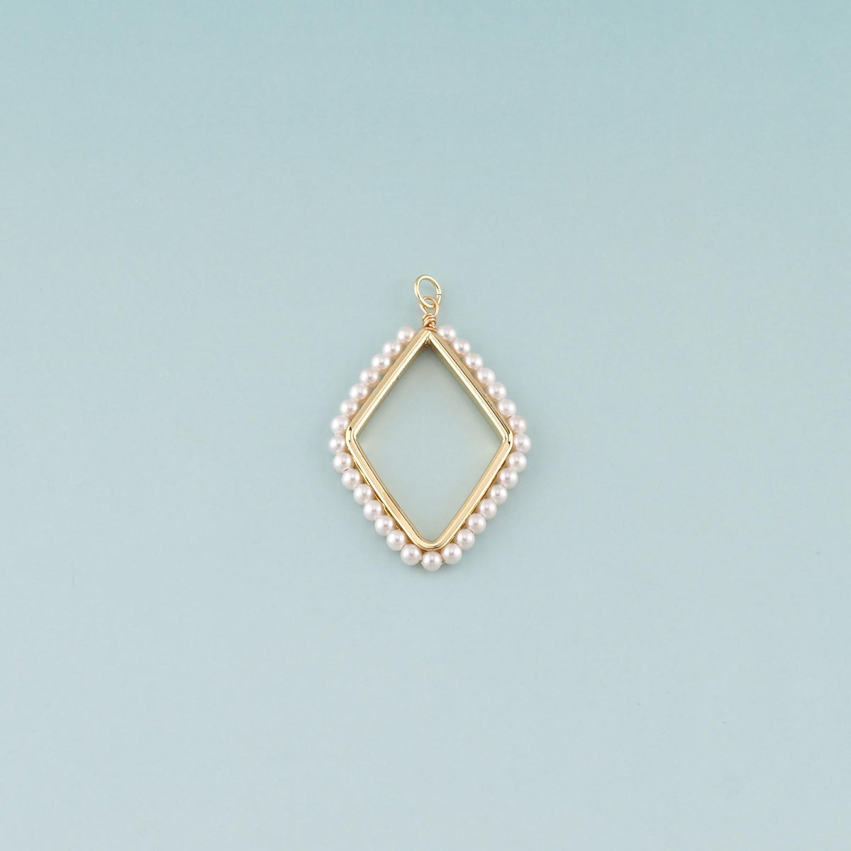 18K Gold Filled Pearl Rhombus Pendant,Dainty Rhombus Charm Bracelet Necklace for DIY Jewelry Making Supply