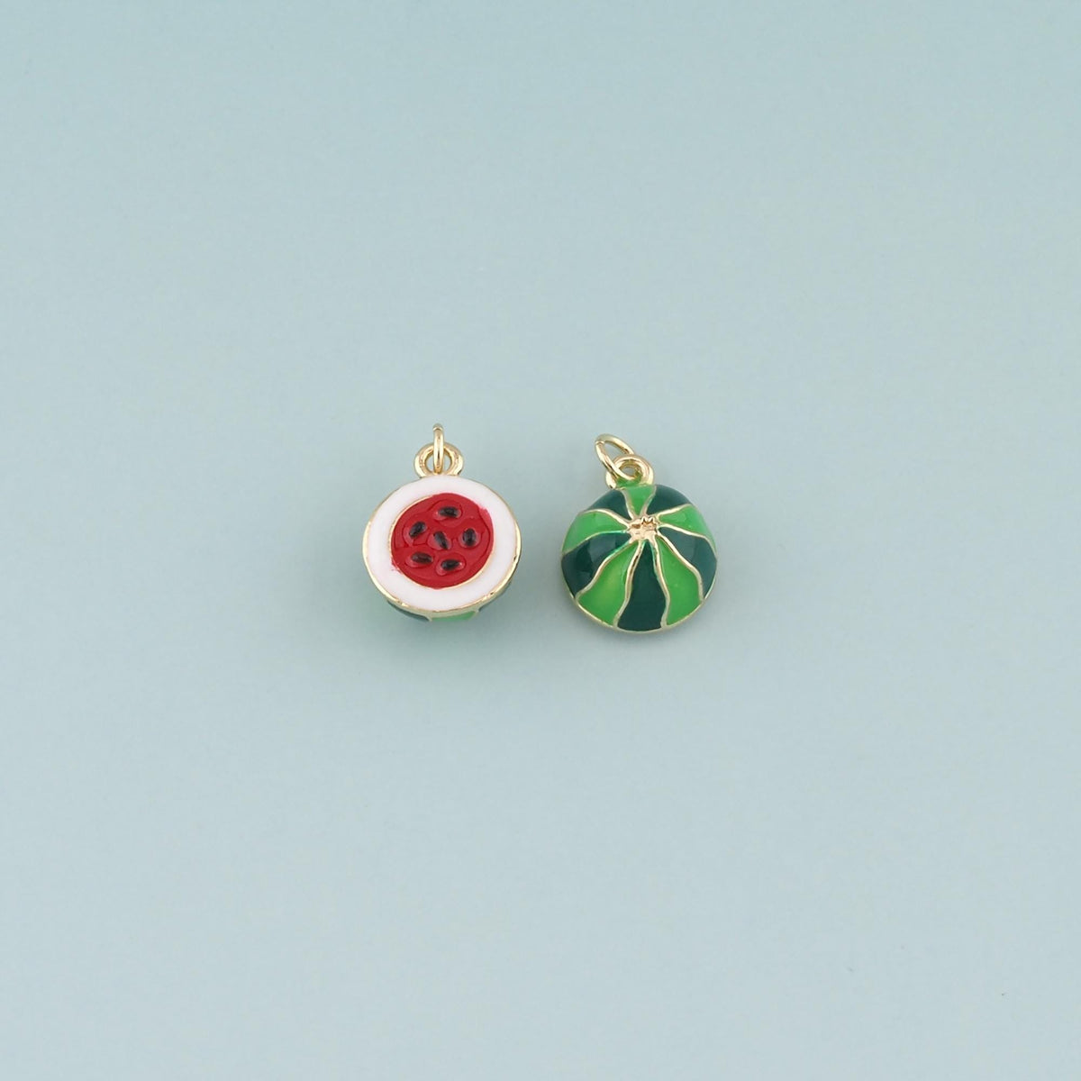 Gold Watermelon Charms,18K Gold Filled Watermelon Pendant,Enamel Fruit Charm Bracelet Necklace for DIY Jewelry Making Supply