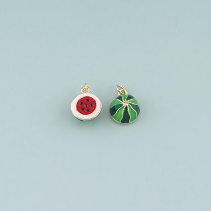Gold Watermelon Charms,18K Gold Filled Watermelon Pendant,Enamel Fruit Charm Bracelet Necklace for DIY Jewelry Making Supply