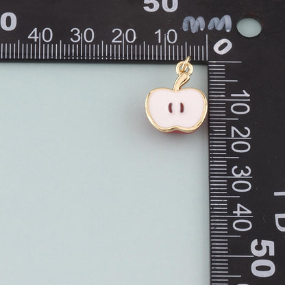 Gold Apple Charms,18K Gold Filled Apple Pendant,Enamel Fruit Charm Bracelet Necklace for DIY Jewelry Making Supply