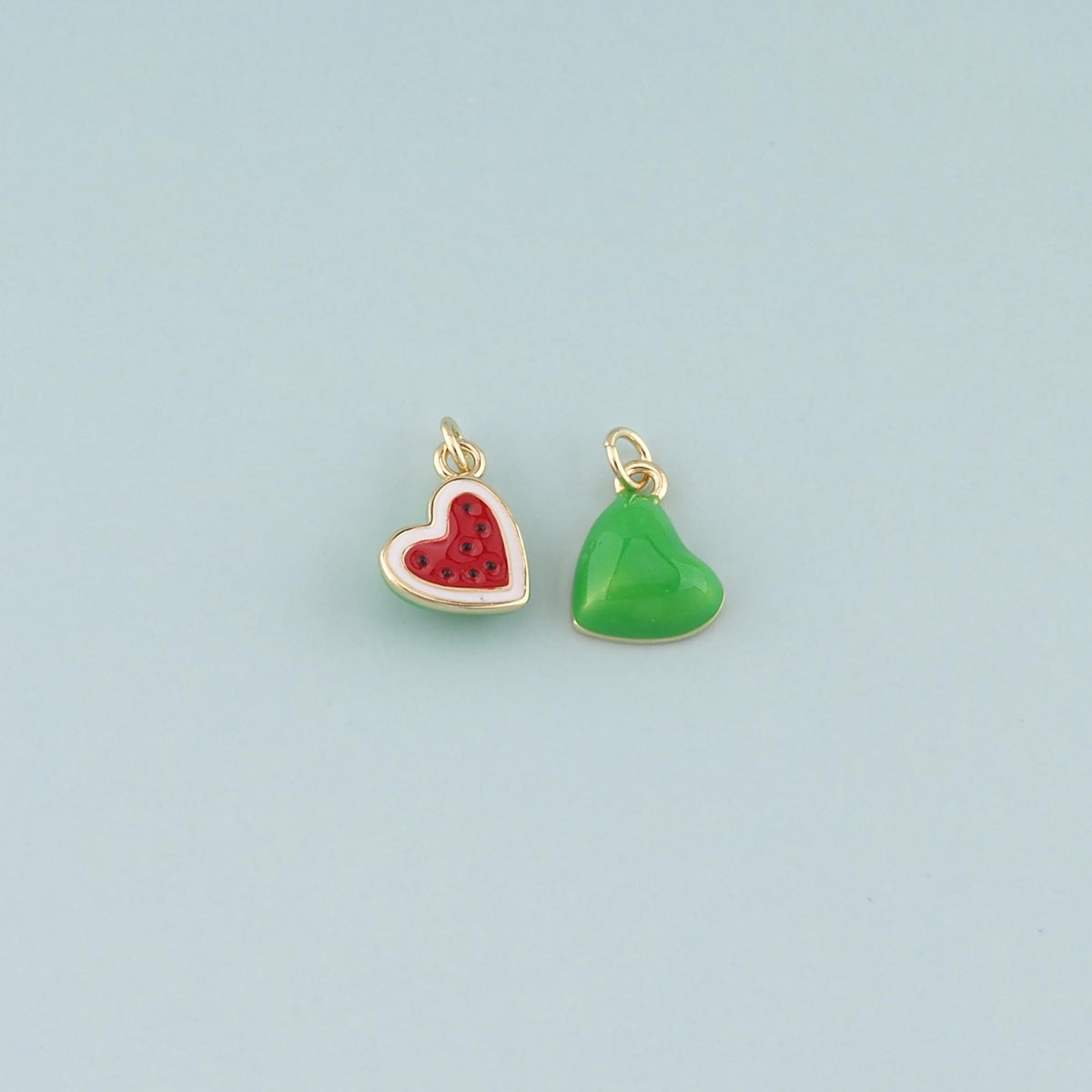 Gold Watermelon Charms,18K Gold Filled Heart Watermelon Pendant,Enamel Fruit Charm Bracelet Necklace for DIY Jewelry Making S