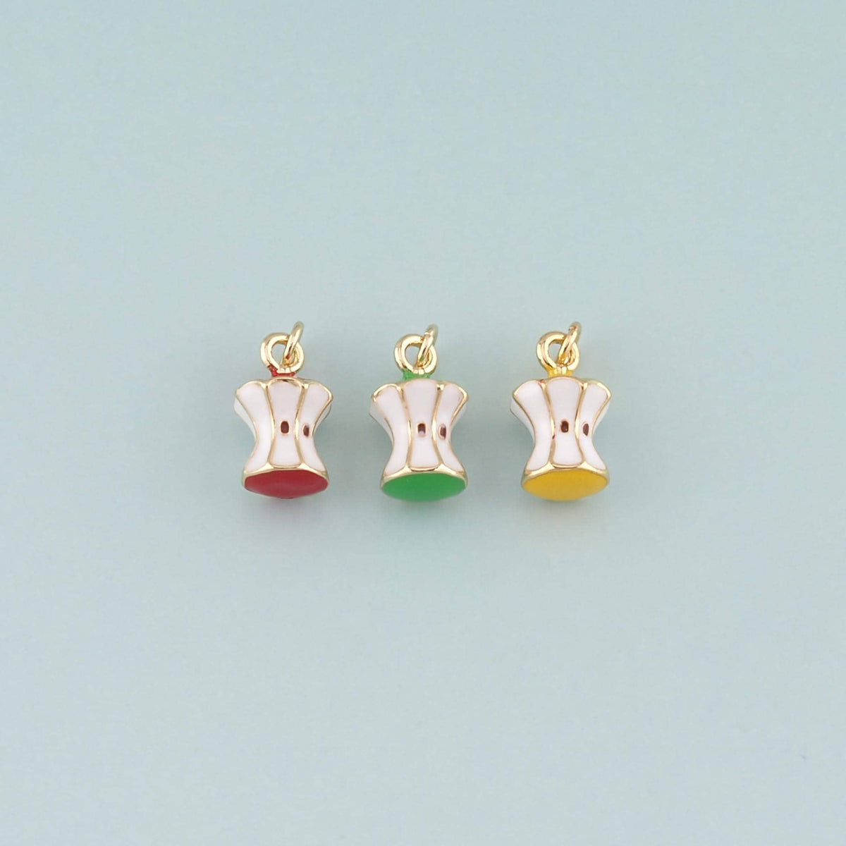 Gold Apple Charms,18K Gold Filled Apple Pendant,Enamel Fruit Charm Bracelet Necklace for DIY Jewelry Making Supply