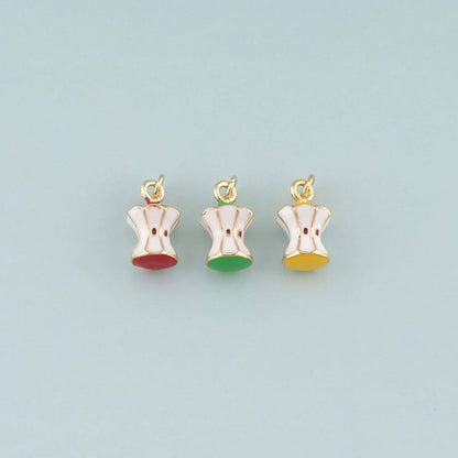 Gold Apple Charms,18K Gold Filled Apple Pendant,Enamel Fruit Charm Bracelet Necklace for DIY Jewelry Making Supply