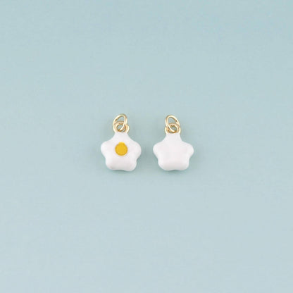 Gold Flower Charms,18K Gold Filled Flower Pendant,Enamel Flower Charm Bracelet Necklace for DIY Jewelry Making Supply
