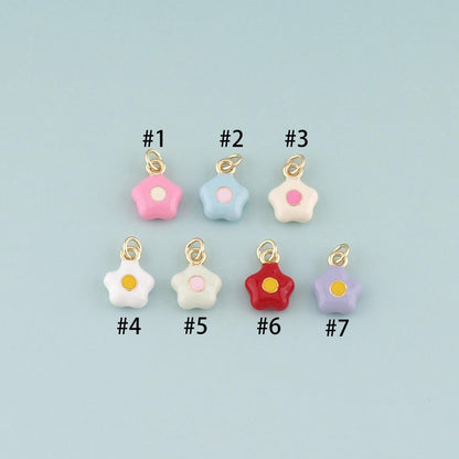 Gold Flower Charms,18K Gold Filled Flower Pendant,Enamel Flower Charm Bracelet Necklace for DIY Jewelry Making Supply