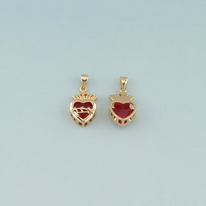Gold Heart Charms,18K Gold Filled Sacred Heart Pendant,Dainty Religion Charm Bracelet Necklace for DIY Jewelry Making Supply