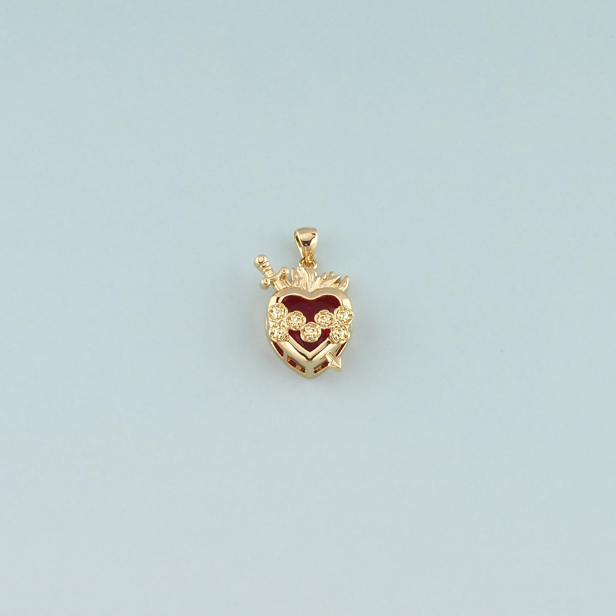 Gold Heart Charms,18K Gold Filled Sacred Heart Pendant,Dainty Religion Charm Bracelet Necklace for DIY Jewelry Making Supply