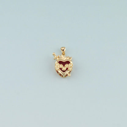 Gold Heart Charms,18K Gold Filled Sacred Heart Pendant,Dainty Religion Charm Bracelet Necklace for DIY Jewelry Making Supply