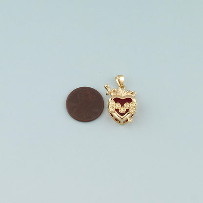 Gold Heart Charms,18K Gold Filled Sacred Heart Pendant,Dainty Religion Charm Bracelet Necklace for DIY Jewelry Making Supply