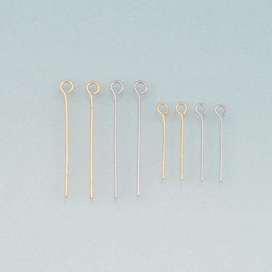 100Pcs 18K Gold Filled Eye Head Pins for DIY Jewelry Making Supply