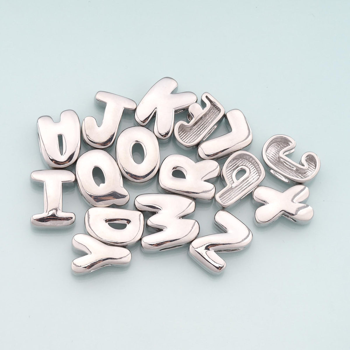 Cord Chubby Bubble Initial Letter Alphabet Bead,initial Charm Bracelet Necklace for DIY Jewelry Making Supply