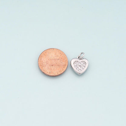 Gold Heart Charms,18K Gold Filled Heart Pendant,CZ Micro Pave Heart Charm Bracelet Necklace for DIY Jewelry Making Supply