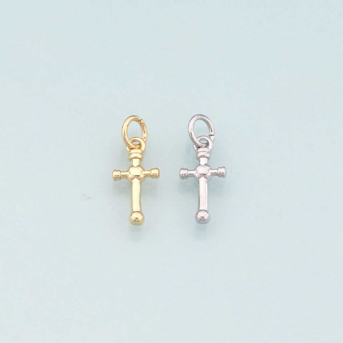 Gold Cross Charms,18K Gold Filled Cross Pendant,Religion Charm Bracelet Necklace for DIY Jewelry Making Supply