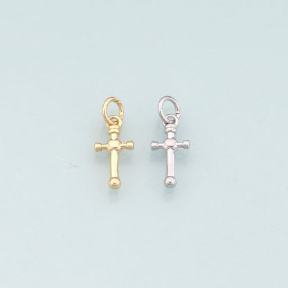 Gold Cross Charms,18K Gold Filled Cross Pendant,Religion Charm Bracelet Necklace for DIY Jewelry Making Supply