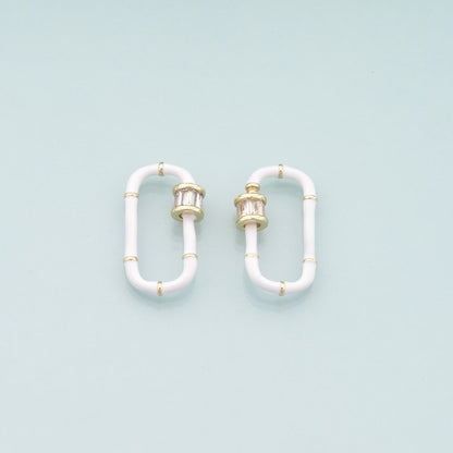 18K Gold Filled Enamel Oval Carabiner Clasp,Buckle Clasp,Carabiner Screw Clasp,Turnbuckle,for DIY Jewelry