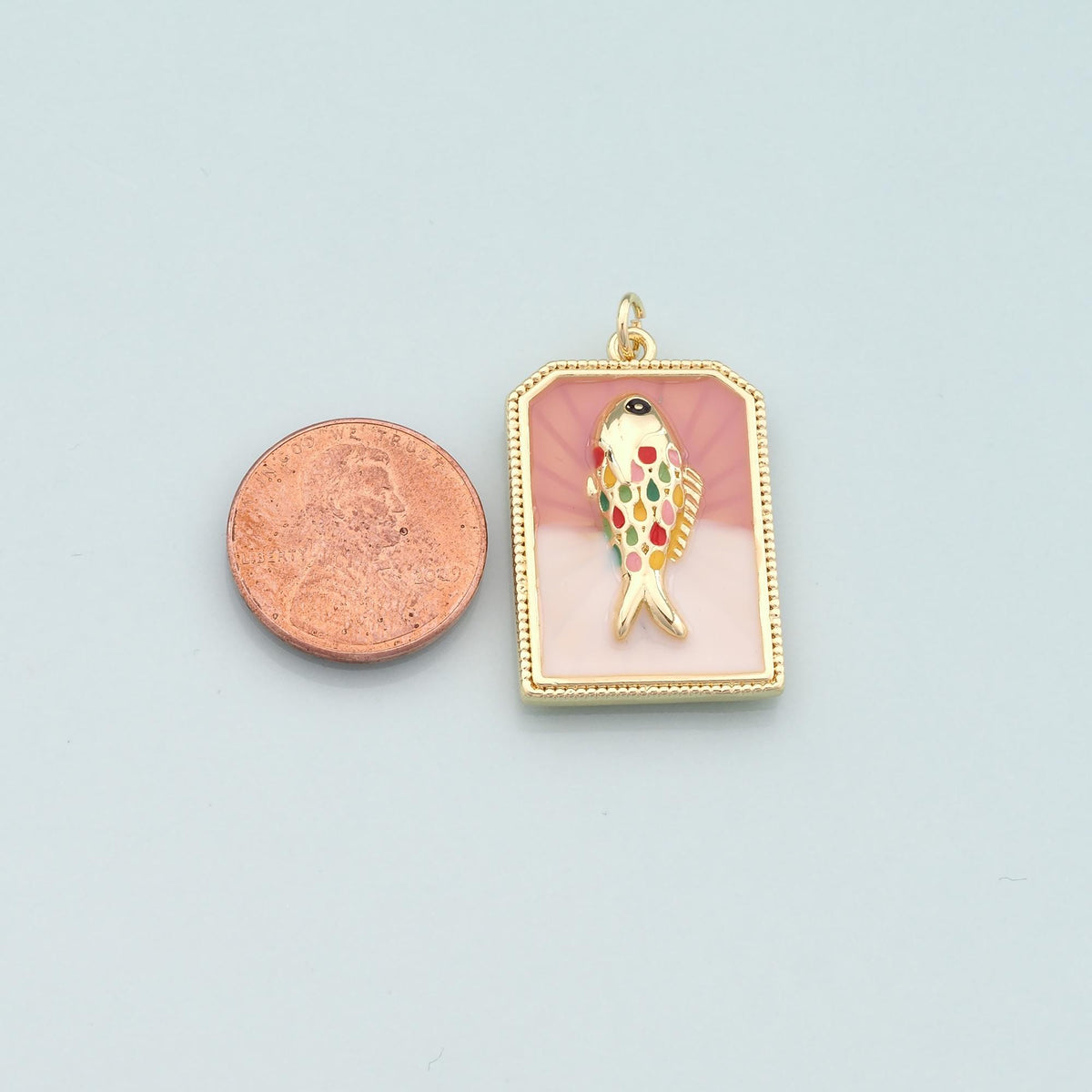 Gold Fish Charms,18K Gold Filled Fish Pendant,Enamel Ocean Charm Bracelet Necklace for DIY Jewelry Making Supply