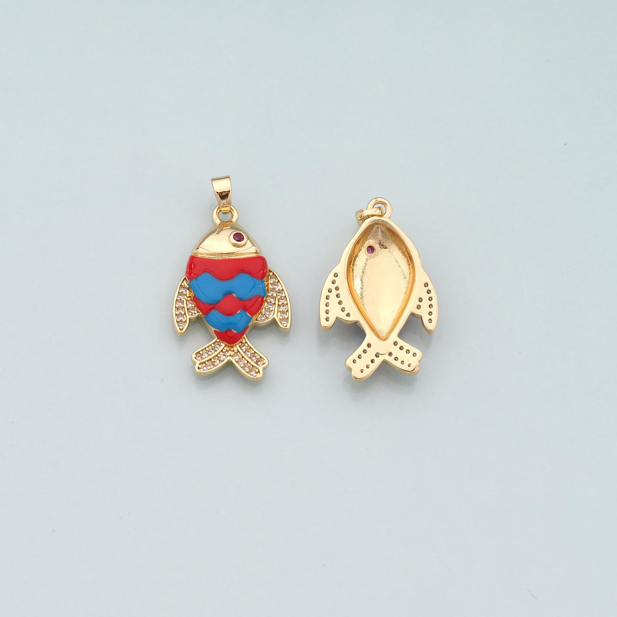 Gold Fish Charms,18K Gold Filled Fish Pendant,Enamel Ocean Charm Bracelet Necklace for DIY Jewelry Making Supply
