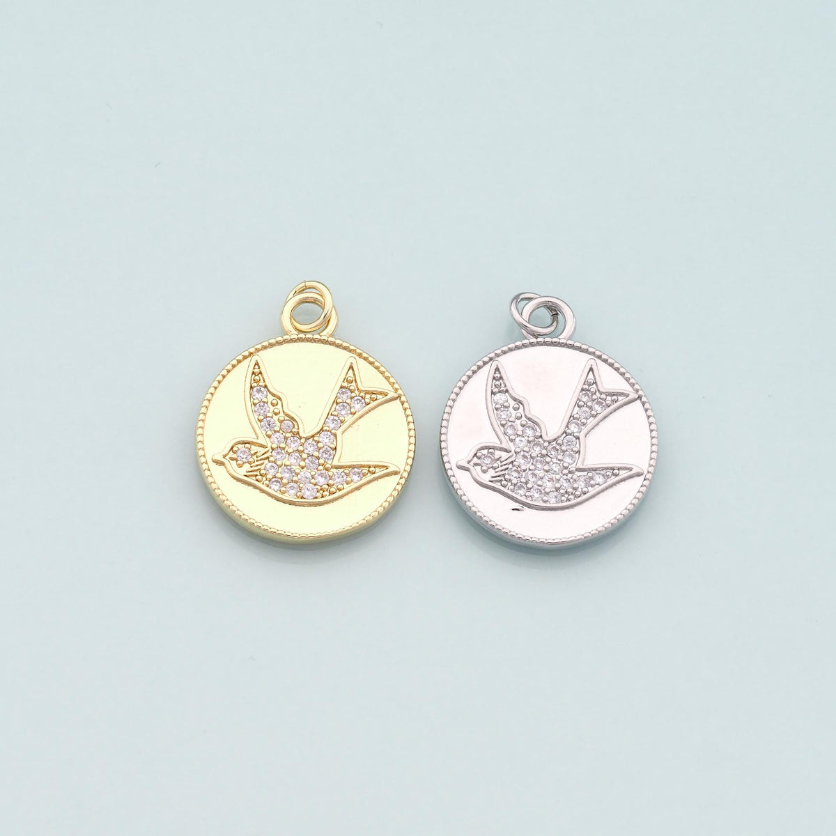 Gold Animal Charms,18K Gold Filled Bird Pendant,CZ Micro Pave Bird Charm Bracelet Necklace for DIY Jewelry Making Supply