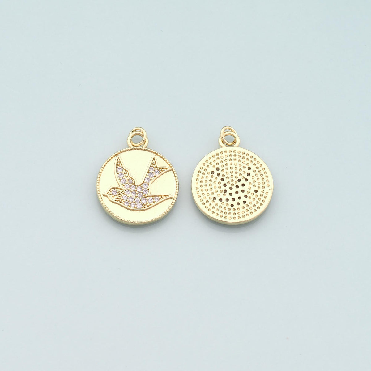 Gold Animal Charms,18K Gold Filled Bird Pendant,CZ Micro Pave Bird Charm Bracelet Necklace for DIY Jewelry Making Supply