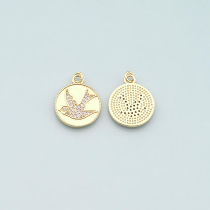 Gold Animal Charms,18K Gold Filled Bird Pendant,CZ Micro Pave Bird Charm Bracelet Necklace for DIY Jewelry Making Supply