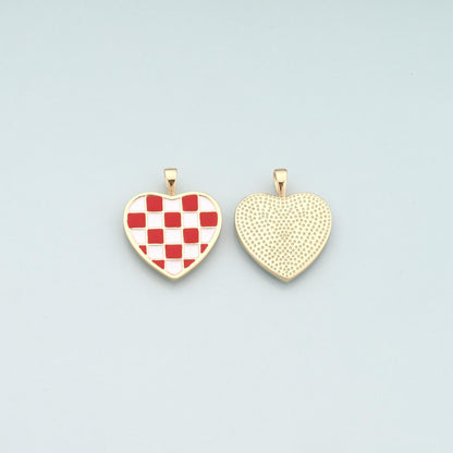 Gold Heart Charms,18K Gold Filled Heart Pendant,Enamel Heart Charm Bracelet Necklace for DIY Jewelry Making Supply