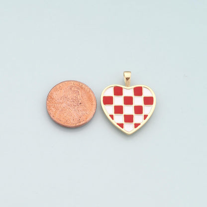 Gold Heart Charms,18K Gold Filled Heart Pendant,Enamel Heart Charm Bracelet Necklace for DIY Jewelry Making Supply