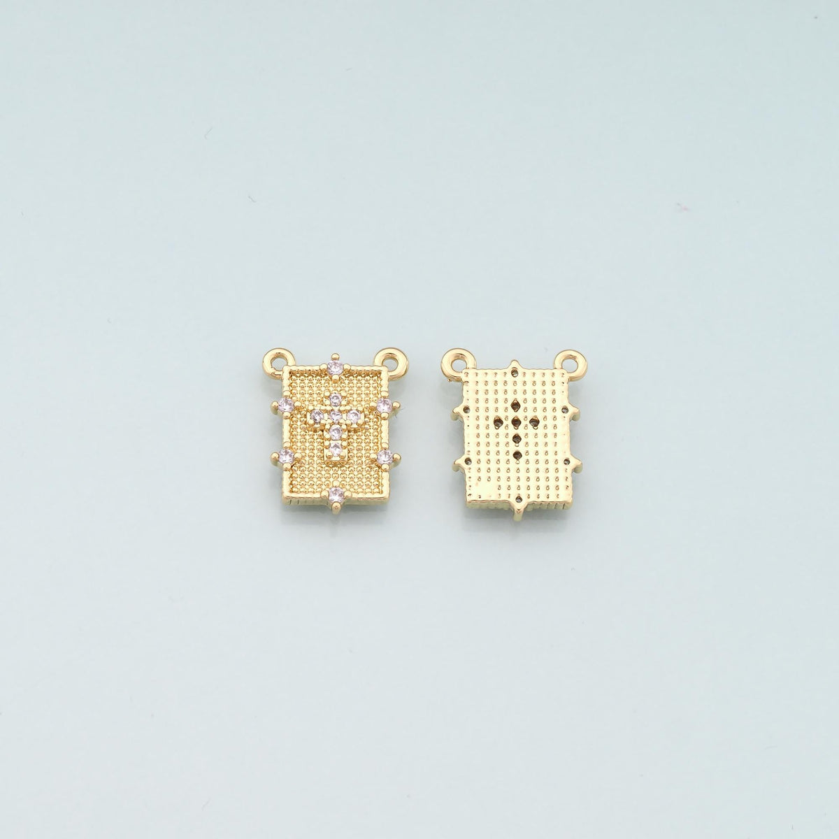 Gold Cross Charms,18K Gold Filled Cross Pendant,CZ Micro Pave Religion Charm Bracelet Necklace for DIY Jewelry Making Supply