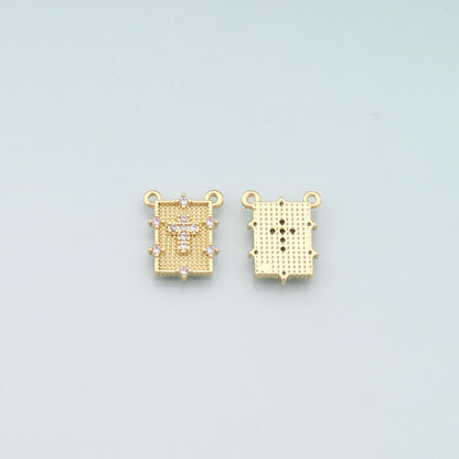 Gold Cross Charms,18K Gold Filled Cross Pendant,CZ Micro Pave Religion Charm Bracelet Necklace for DIY Jewelry Making Supply