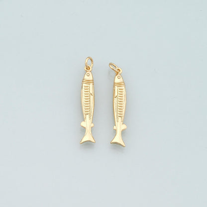 Gold Fish Charms,18K Gold Filled Fish Pendant,Ocean Charm Bracelet Necklace for DIY Jewelry Making Supply