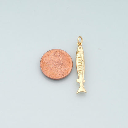 Gold Fish Charms,18K Gold Filled Fish Pendant,Ocean Charm Bracelet Necklace for DIY Jewelry Making Supply