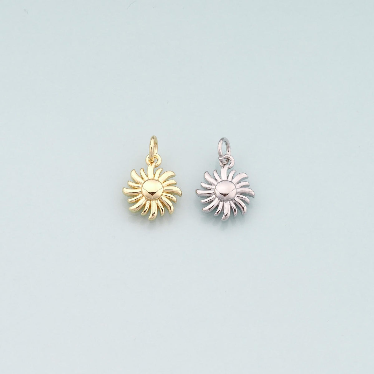Gold Sun Charms,18K Gold Filled Sun Pendant,Celestial Charm Bracelet Necklace for DIY Jewelry Making Supply