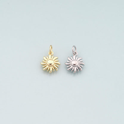 Gold Sun Charms,18K Gold Filled Sun Pendant,Celestial Charm Bracelet Necklace for DIY Jewelry Making Supply