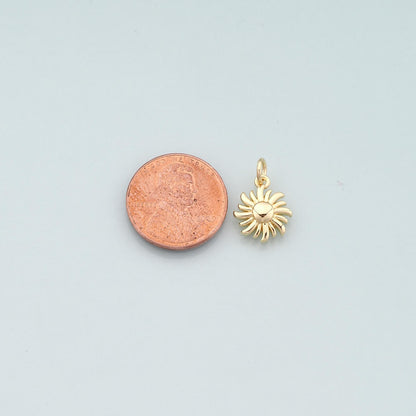 Gold Sun Charms,18K Gold Filled Sun Pendant,Celestial Charm Bracelet Necklace for DIY Jewelry Making Supply