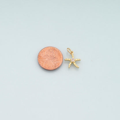18K Gold Filled Star CZ Charm Pendant for Jewelry Making