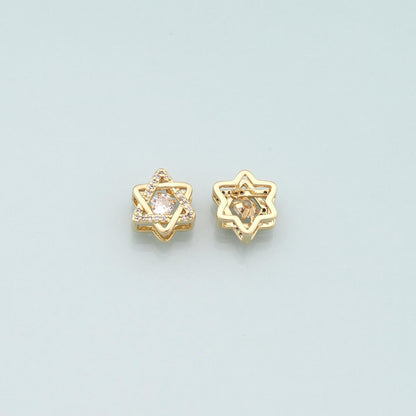 Gold Celestial Beads Charms,18K Gold Filled David Star Spacer beads Bracelet Necklace for DIY Jewelry Making Supply