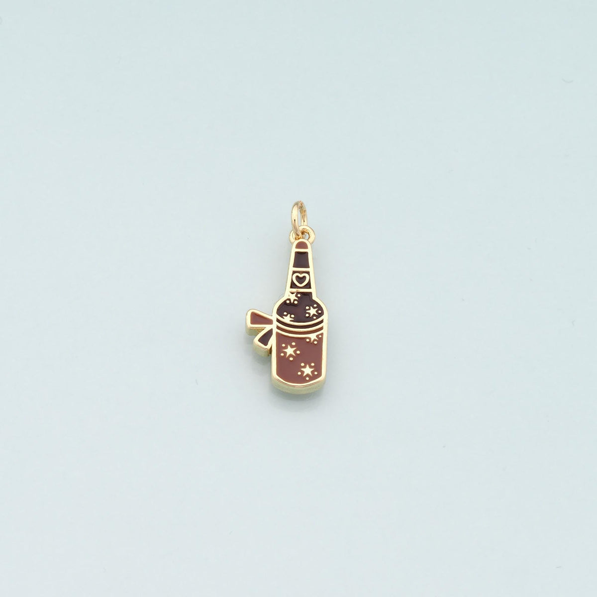 18K Gold Filled Wine Pendant,Enamel Wine Bottle Charm Bracelet Necklace for DIY Jewelry Making Supply