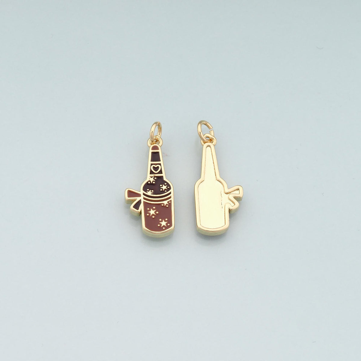 18K Gold Filled Wine Pendant,Enamel Wine Bottle Charm Bracelet Necklace for DIY Jewelry Making Supply