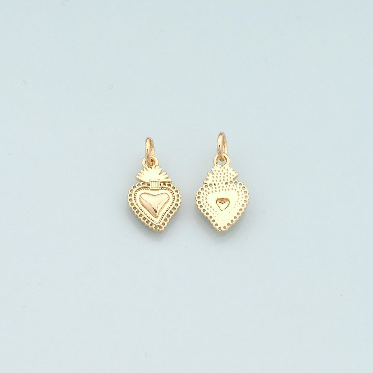 18K Gold Filled Sacred heart Pendant,Religion Charm Bracelet Necklace for DIY Jewelry Making Supply