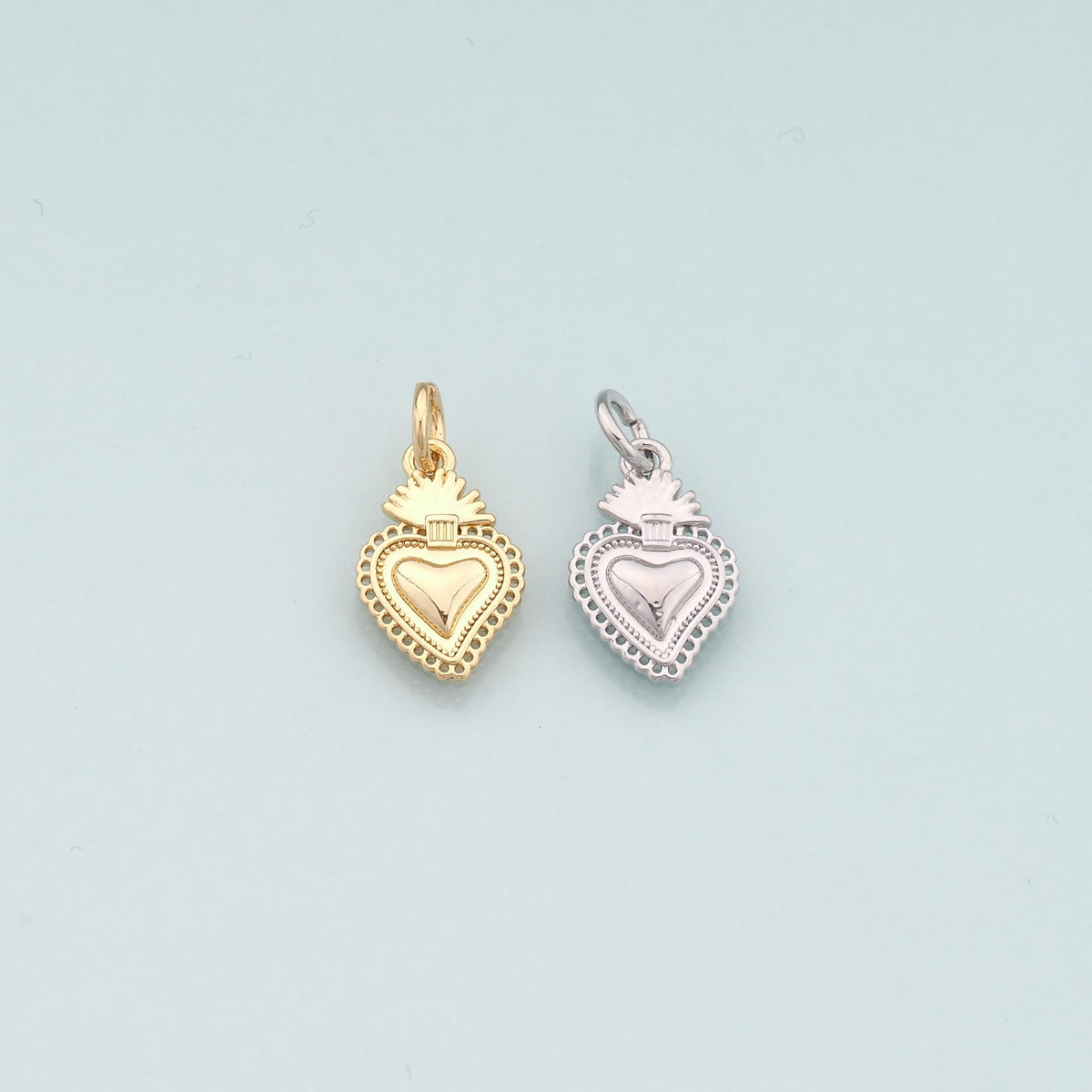 18K Gold Filled Sacred heart Pendant,Religion Charm Bracelet Necklace for DIY Jewelry Making Supply