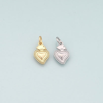 18K Gold Filled Sacred heart Pendant,Religion Charm Bracelet Necklace for DIY Jewelry Making Supply
