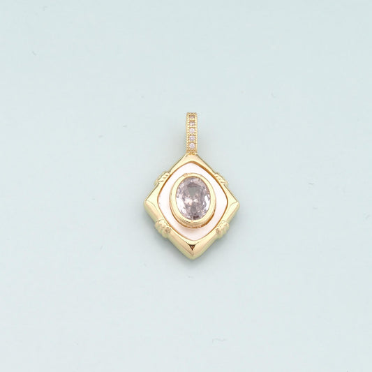 Gold Crystal Charms,18K Gold Filled Rhombus Pendant,Rhombus Crystal Charm Bracelet Necklace for DIY Jewelry Making Supply