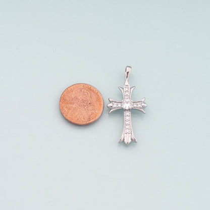 Gold Cross Charms,18K Gold Filled Cross Pendant,CZ Micro Pave Religion Charm Bracelet Necklace for DIY Jewelry Making Supply
