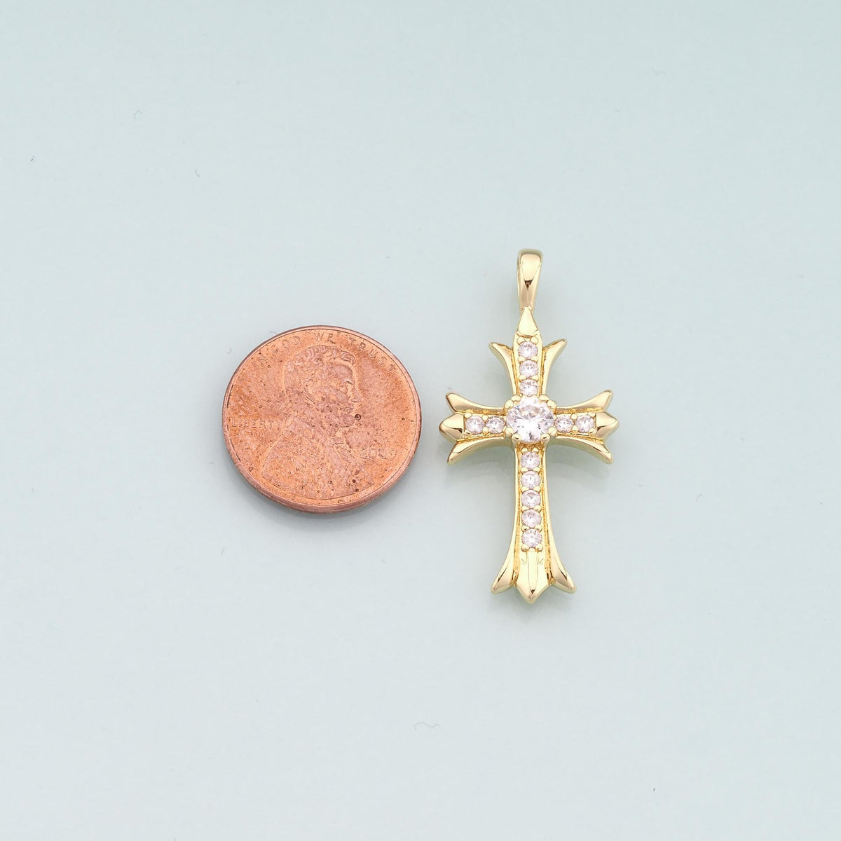 Gold Cross Charms,18K Gold Filled Cross Pendant,CZ Micro Pave Religion Charm Bracelet Necklace for DIY Jewelry Making Supply