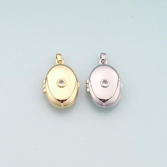 18K Gold Filled Openable Oval Pendant,Dainty Oval Charm Bracelet Necklace for DIY Jewelry Making Supply